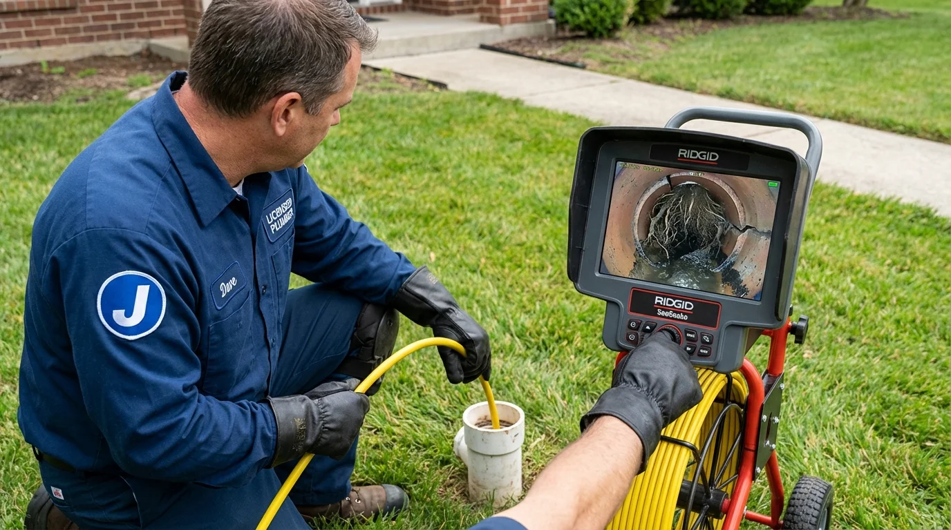 Sewer camera inspection being performed by Johns Plumbing LLC in Chester