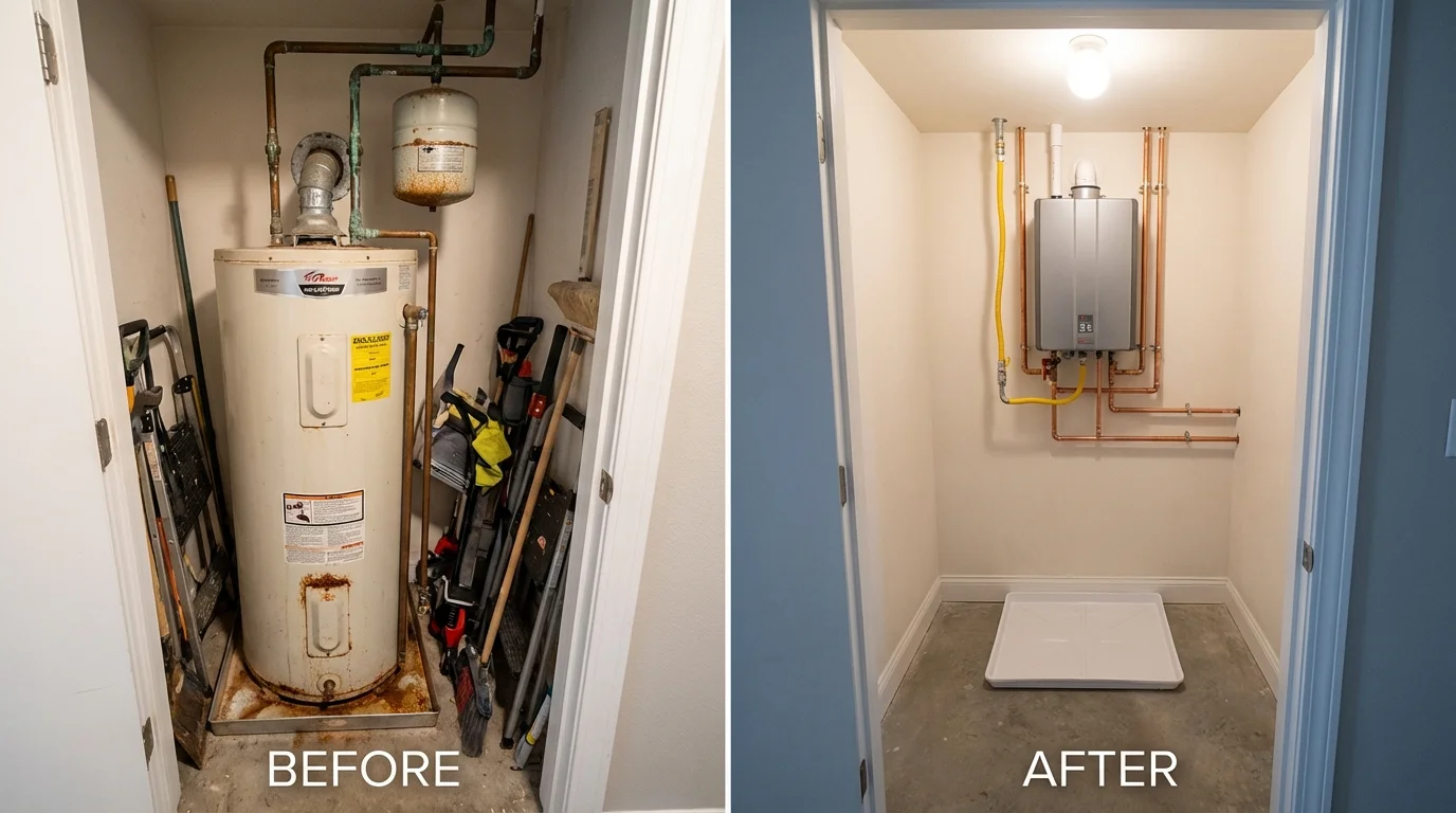 Tank water heater versus wall-mounted tankless unit comparison for Chester, NJ homeowners